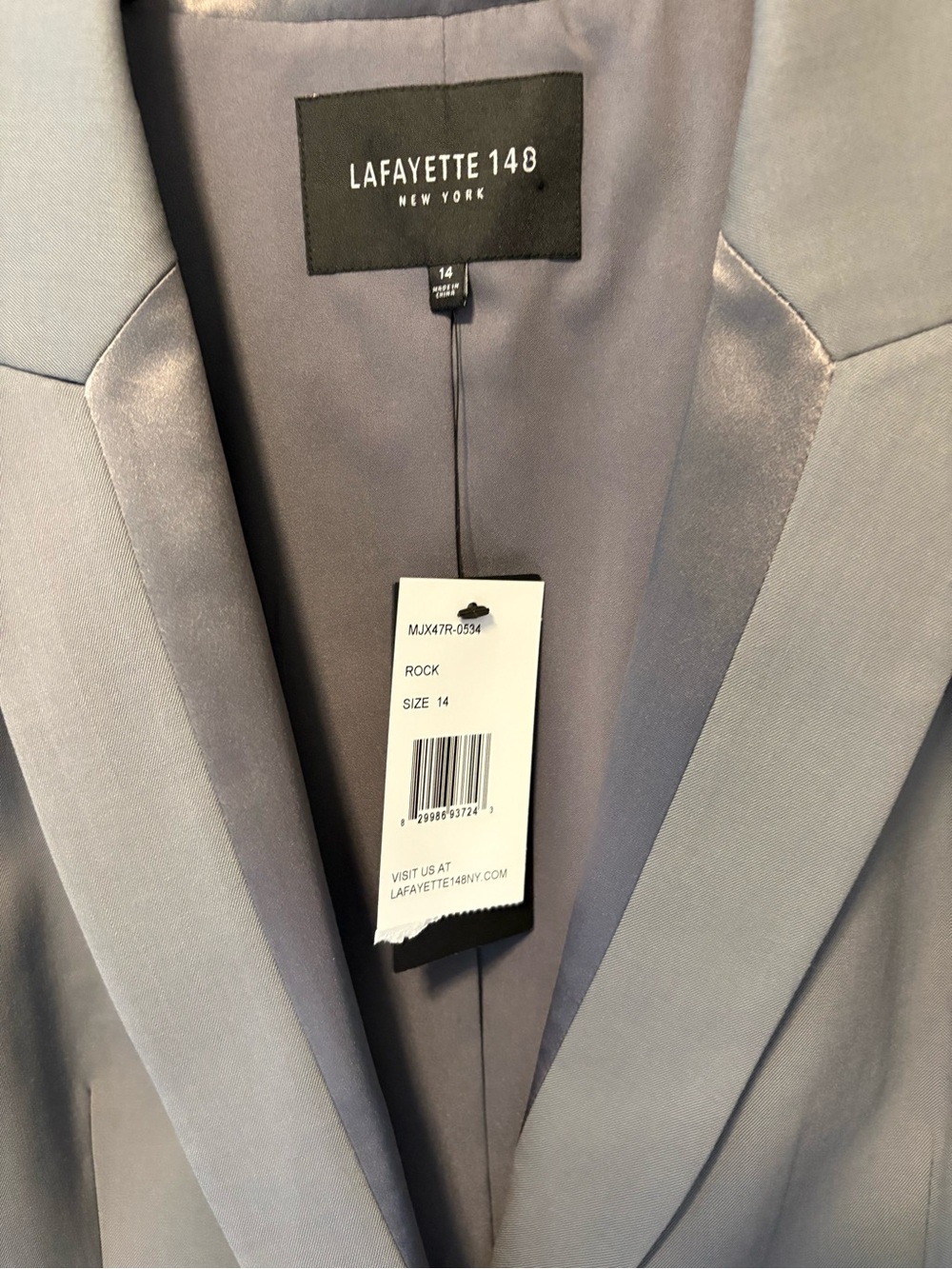NWT Lafayette 148 New York Gray Single-Button Women's Blazer wool jacket 14 new - Picture 4 of 6